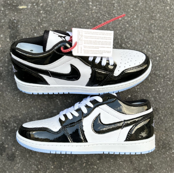 Air Jordan Low  (Branco e Preto Brilhante)