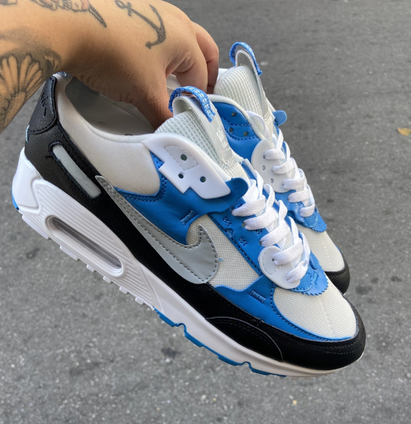 Air Max 90 (Branco Preto e Azul)