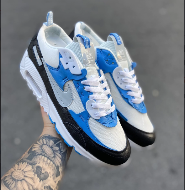 Air Max 90 (Branco Preto e Azul)