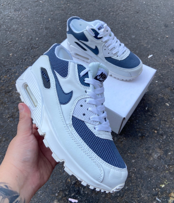 Air Max 90 (Branco e Azul Esc)