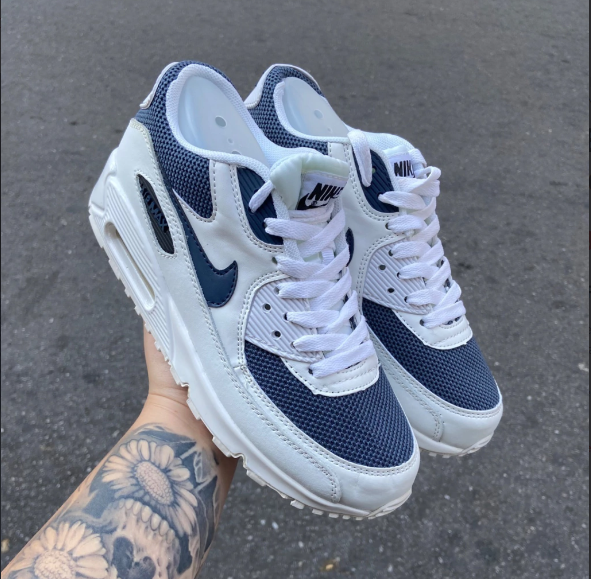 Air Max 90 (Branco e Azul Esc)